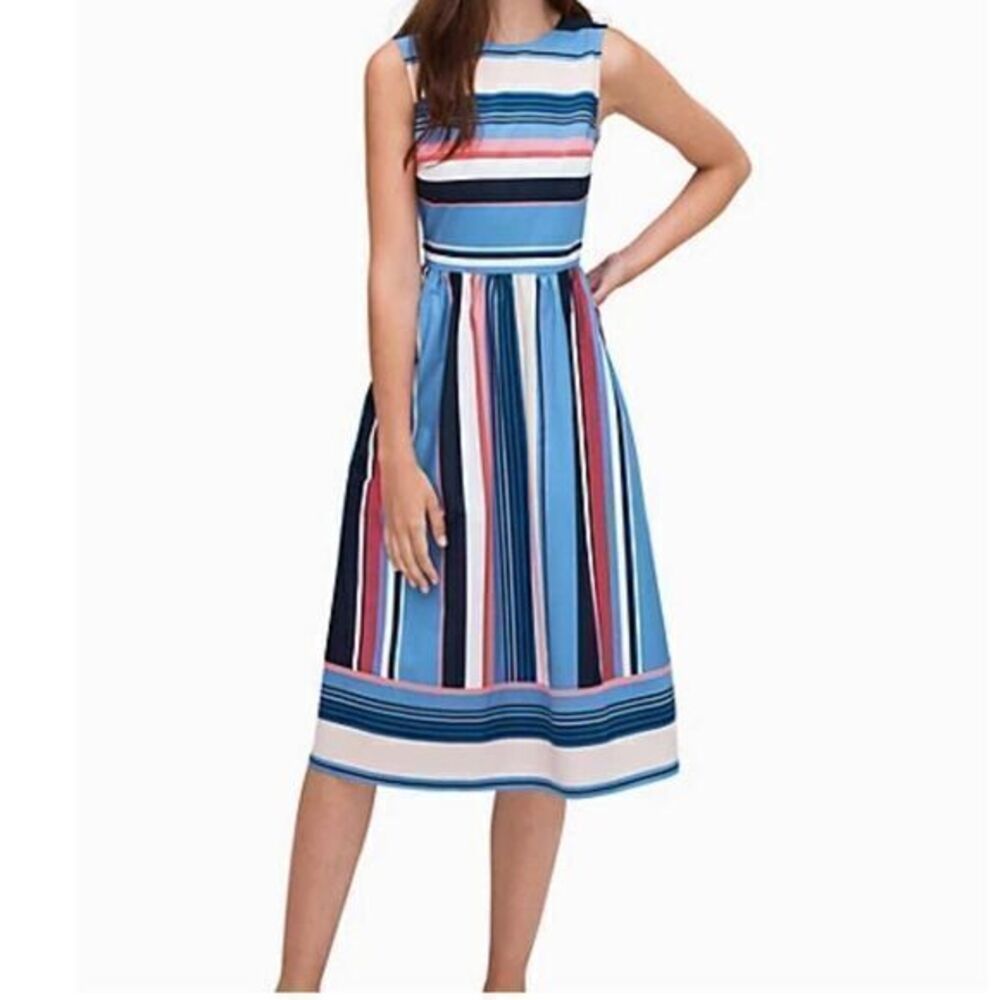 KATE SPADE NWT Multi-Stripe A-line Midi Dress NWT US 6